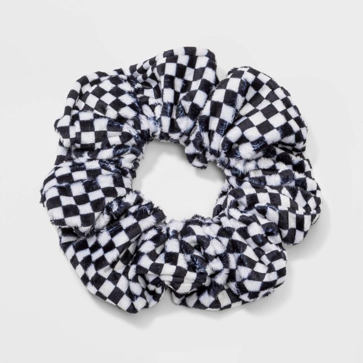 Checker Print Terry Cloth Jumbo Hair Twister - Wild Fable Black