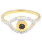 Target 0.01 Ct.t.w. Round-cut Diamond Accent Evil Eye Design Prong Set Ring 18k Gold Overlay (size
