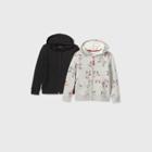 Girls' 2pk Fleece Zip-up Hoodie Sweatshirt - Cat & Jack Black/gray