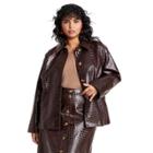 Women's Plus Size Faux Leather Texture Jacket - Rachel Comey X Target Dark Brown