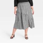 Women's Plus Size Ruffle Midi Skirt - Who What Wear Black/white Gingham