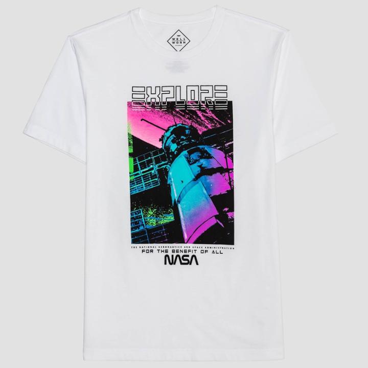 Well Worn Men's Nasa Short Sleeve Graphic T-shirt - White