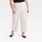 Women's Plus Size Cropped Wide Leg Fashion Pants - A New Day Cream