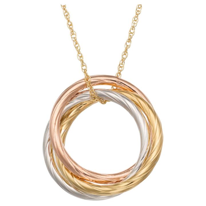 Target Tri-color Twisted Infinity Rings Pendant In Sterling Silver, Girl's, Yellow