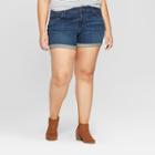 Women's Plus Size Roll Cuff Jean Midi Shorts - Universal Thread Dark Wash