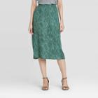 Women's Animal Print Mid-rise Satin Slip Skirt - A New Day Teal Xs, Women's, Green