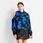 Women's Floral Print Cut Out Hoodie - Future Collective With Kahlana Barfield Brown Black/blue Xxs