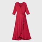 Long Sleeve Knit Wrap Maternity Dress - Isabel Maternity By Ingrid & Isabel Ruby