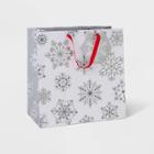 Large Square Snowflake Gift Bag Silver - Wondershop