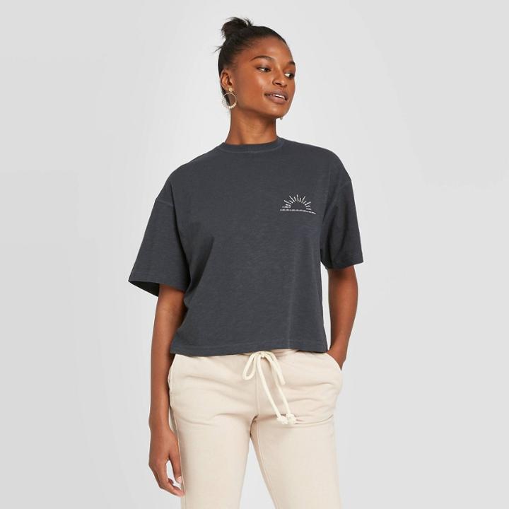 Women's Short Sleeve Boxy T-shirt - Universal Thread Charcoal Gray Xs, Women's, Grey Gray