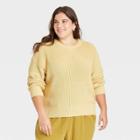 Women's Plus Size Crewneck Textured Pullover Sweater - Universal Thread Yellow