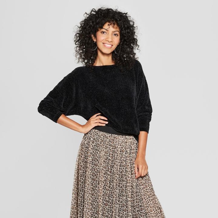 Women's Chenille Pullover - A New Day Black