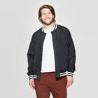 Men's Big & Tall Long Sleeve Solid Color Varsity Bomber Jacket - Goodfellow & Co Black