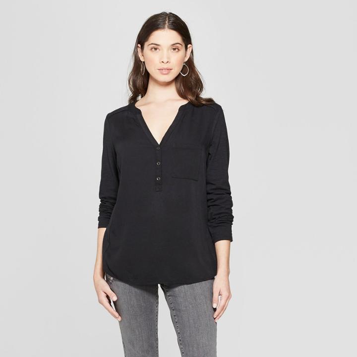 Women's Long Sleeve Blouse - Universal Thread Black