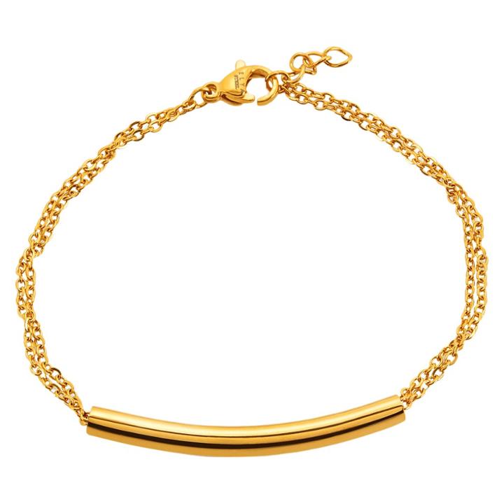 Target Women's Elya Cylinder Bar Double Cable Chain Bracelet - Gold -