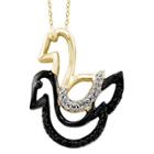 Target Women's Sterling Silver Accent Round-cut Black And White Diamond Pave Set Duck Pendant - Yellow
