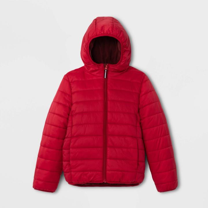 Kids' Lightweight Puffer Jacket - Cat & Jack Red Xs, Kids Unisex