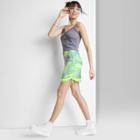 Women's Mesh Side Ruched Mini Skirt - Wild Fable Lime Green Tie-dye