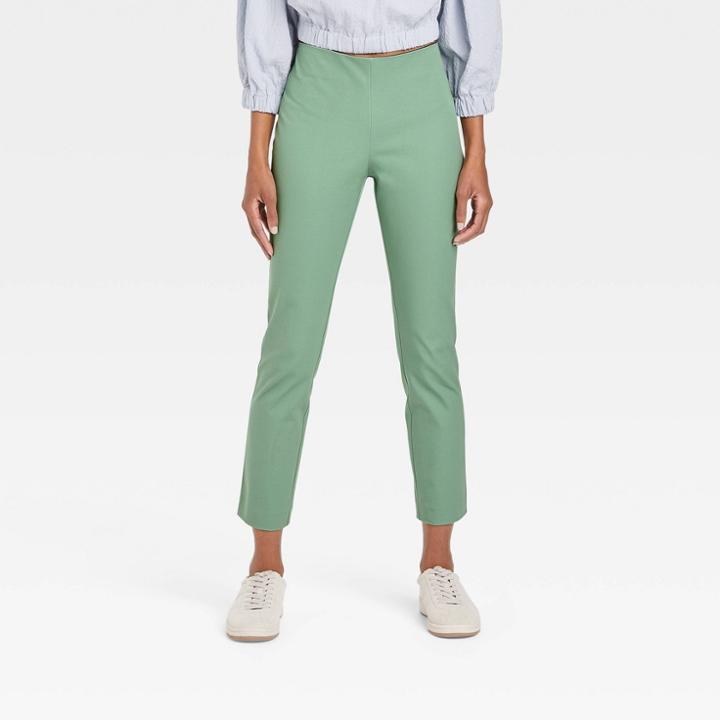 Women's High-rise Slim Fit Ankle Pants - A New Day Green