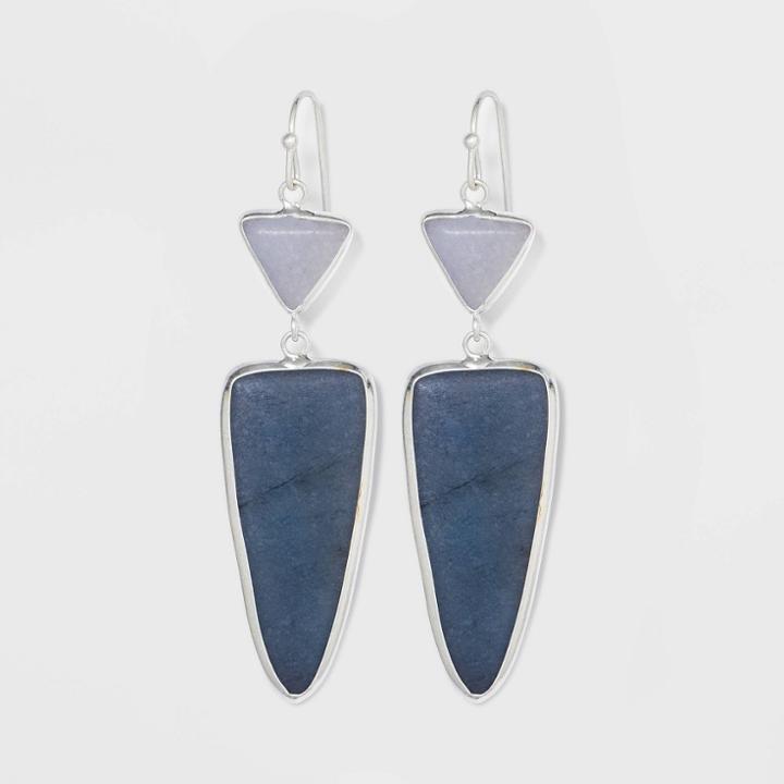 Semi-precious Angelite And Blue Aventurine Geometric Triangle Drop Earrings - Universal Thread Blue, Women's