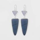 Semi-precious Angelite And Blue Aventurine Geometric Triangle Drop Earrings - Universal Thread Blue, Women's