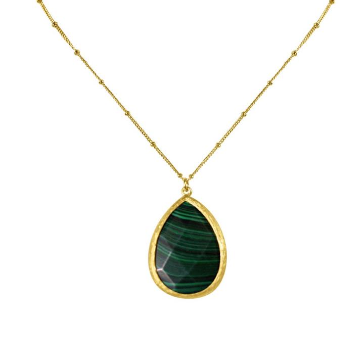 Zirconmania Zirconite Large Agate Pear Shape Pendant - 16 - Malachite, Women's