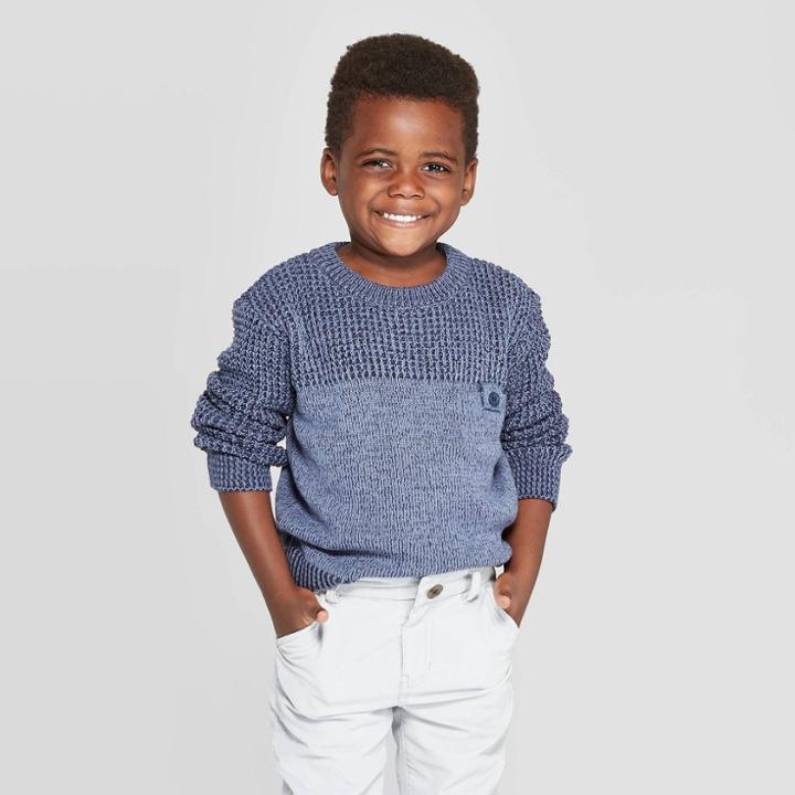 Toddler Boys' Textured Pullover Sweater - Cat & Jack Navy 5t, Boy's, Blue