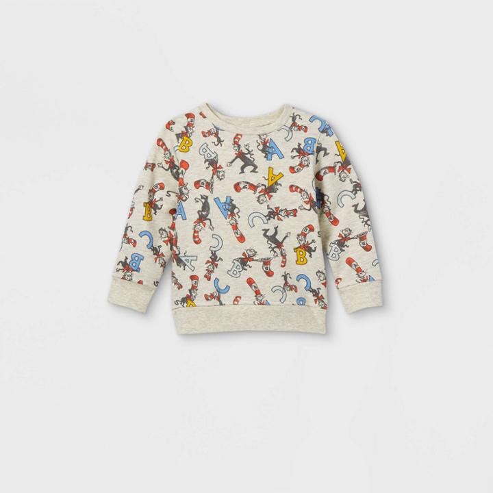 Toddler Boys' Dr. Seuss Fleece Crew Neck Pullover - Beige