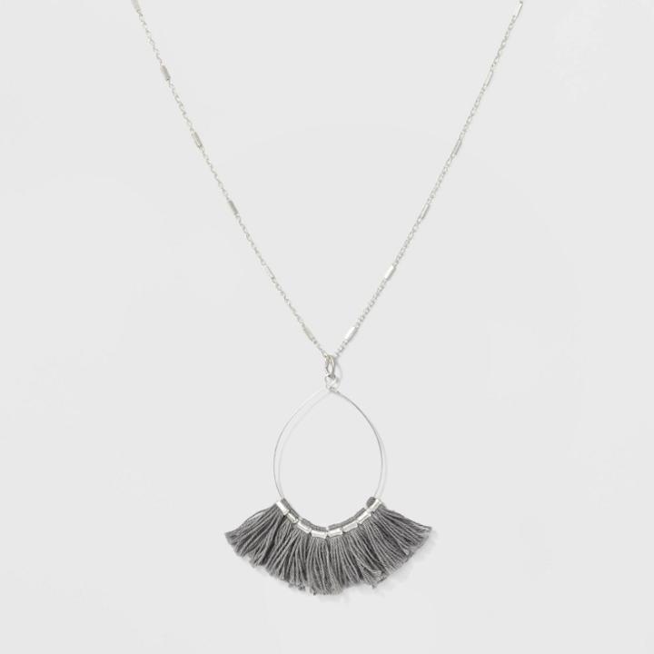 Wire Fan Tassel Necklace - Universal Thread Gray