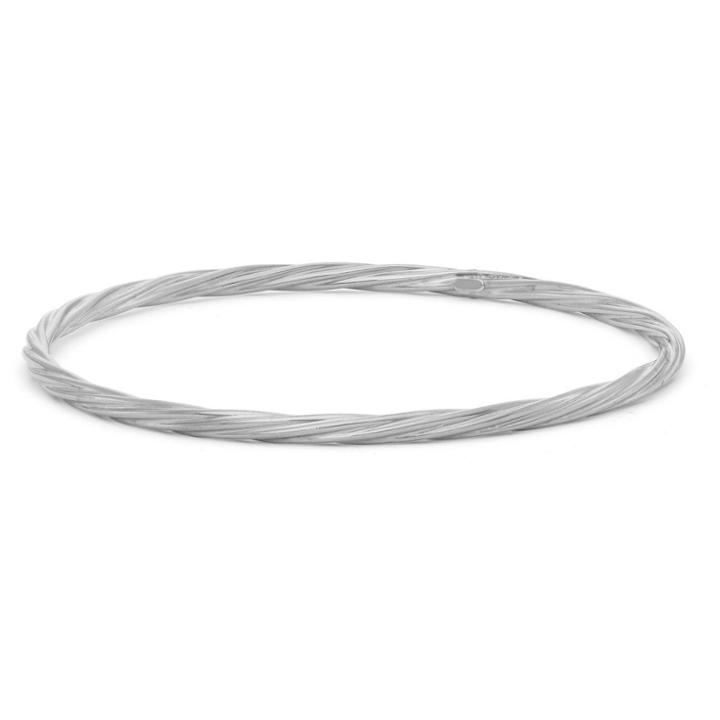 Tiara Sterling Silver High Polish Twisted Bangle, White