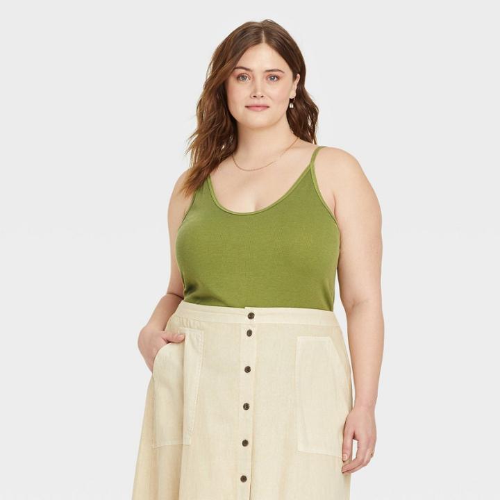 Women's Plus Size Slim Fit Camisole - Universal Thread Green