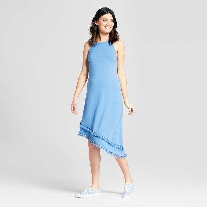 Maternity Sleeveless Tassel Hem Dress - Macherie Blueberry