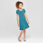 Girls' Strappy Front Dress - Art Class Teal