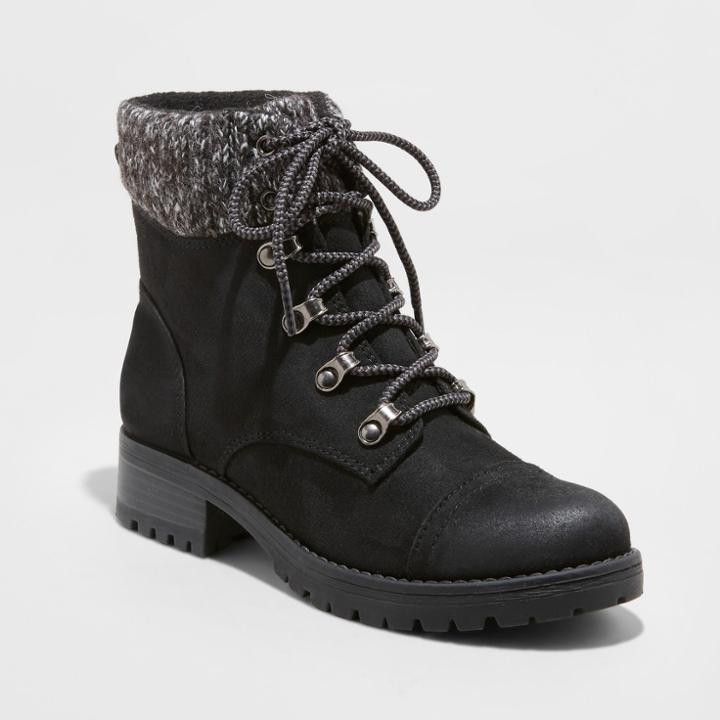 Women's Danica Lace Up Boots - Universal Thread Black