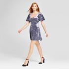 Women's Velvet Scoop Neck Fit & Flare Dress - Vanity Room Blue