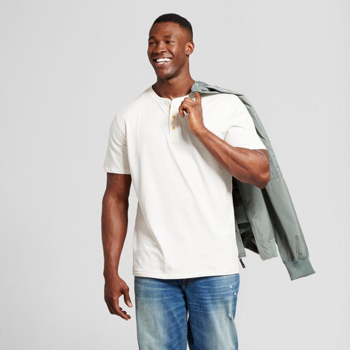 Men's Big & Tall Standard Fit Short Sleeve Henley T-shirt - Goodfellow & Co Off White