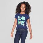 Girls' Short Sleeve Love Graphic T-shirt - Cat & Jack Navy