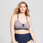 Women's Plus Size Strappy Pique Bralette Bikini Top - Xhilaration Navy