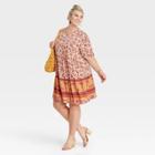 Women's Plus Size Elbow Sleeve Tiered Babydoll Dress - Knox Rose Ivory