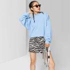 Women's Crewneck Cropped Boxy Sweatshirt - Wild Fable Blue