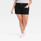 Women's Plus Size High-rise Cargo Midi Shorts - Universal Thread Black