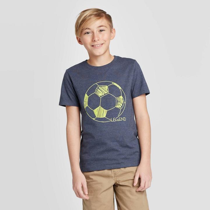 Boys' Soccer Legend T-shirt - Cat & Jack Gray Xs, Boy's, Blue