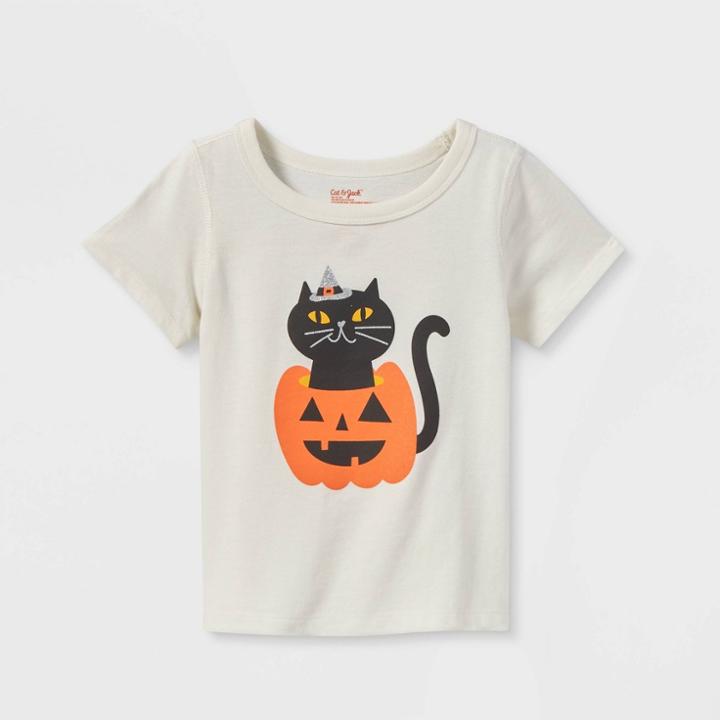Toddler Kids' Adaptive Long Sleeve Halloween T-shirt - Cat & Jack Cream