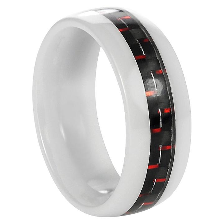 Daxx Ceramic Men's Carbon Fiber Inlay Band - Red