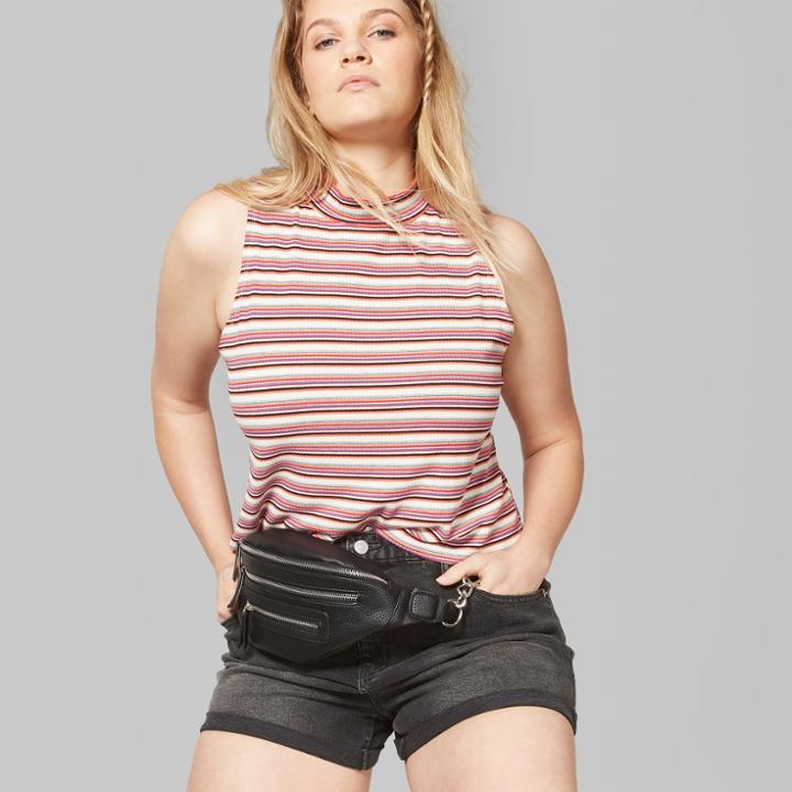 Women's Plus High-rise Rolled Cuff Denim Shorts - Wild Fable Black Wash