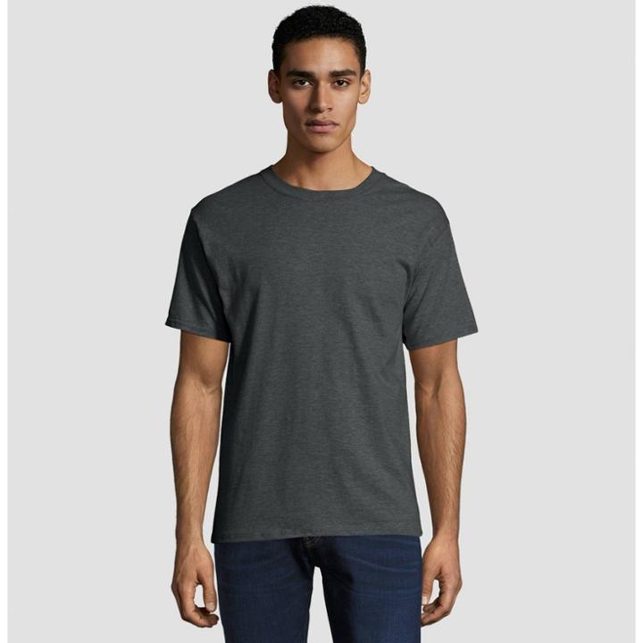 Petitehanes Men's Short Sleeve Beefy T-shirt - Charcoal Heather M, Size: Medium, Grey Grey
