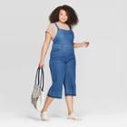 Women's Plus Size Apron Back Cropped Overall - Universal Thread Medium Blue
