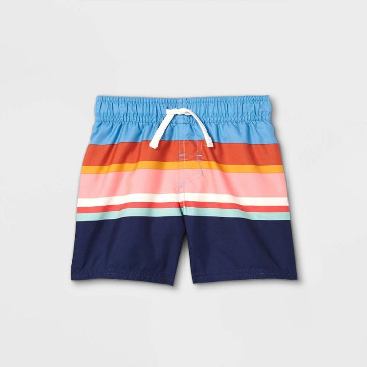 Toddler Boys' Striped Swim Shorts - Cat & Jack Blue