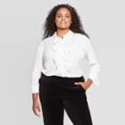 Women's Plus Size Long Sleeve Collared Blouse - A New Day White X, Women's