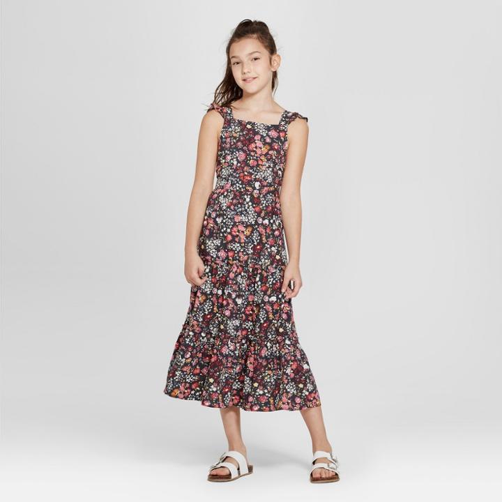 Girls' Cross Back Maxi Dress - Art Class Black